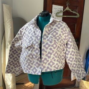 purple and white dusen dusen spring coat